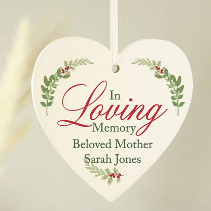 Personalised In Loving Memory Wooden Heart Decoration - image 3
