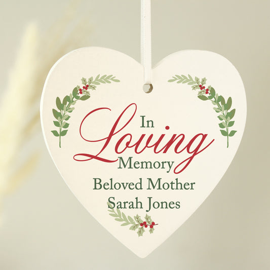 Personalised In Loving Memory Wooden Heart Decoration - image 3