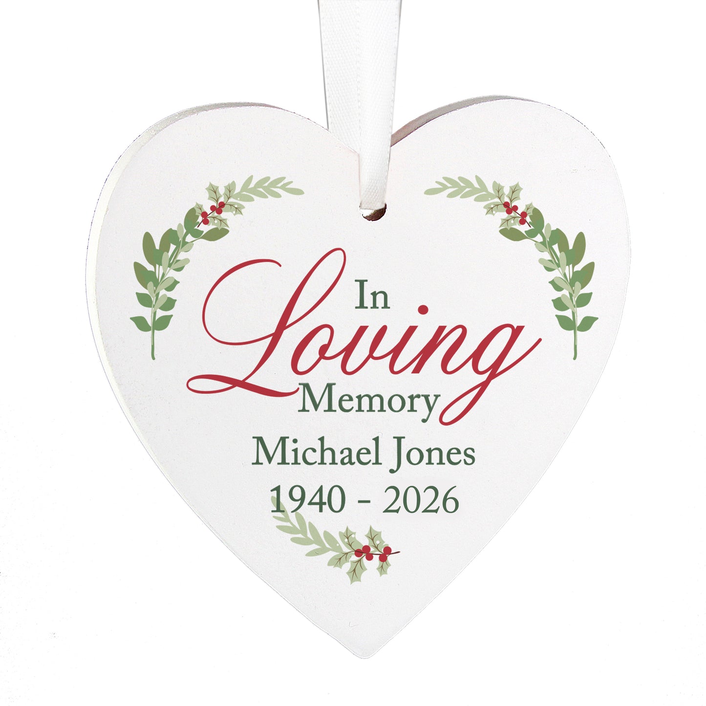 Personalised In Loving Memory Wooden Heart Decoration - image 4