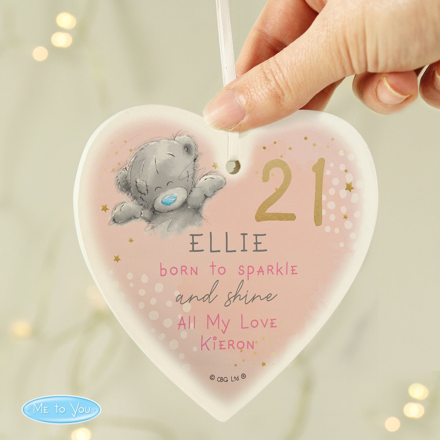 Personalised Me To You Sparkle & Shine Birthday Wooden Heart Decoration from Heartfelt Gifts