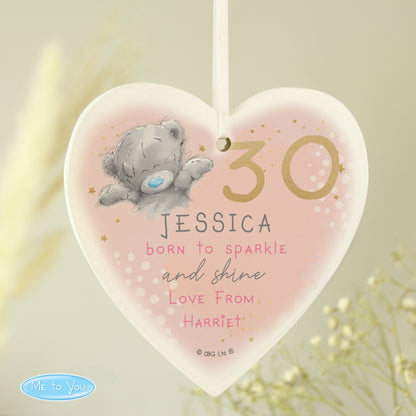Personalised Me To You Sparkle & Shine Birthday Wooden Heart Decoration - image 2