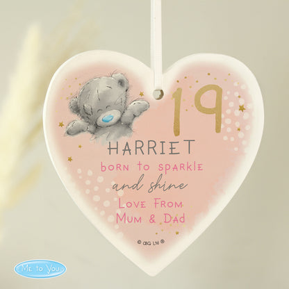 Personalised Me To You Sparkle & Shine Birthday Wooden Heart Decoration - image 3