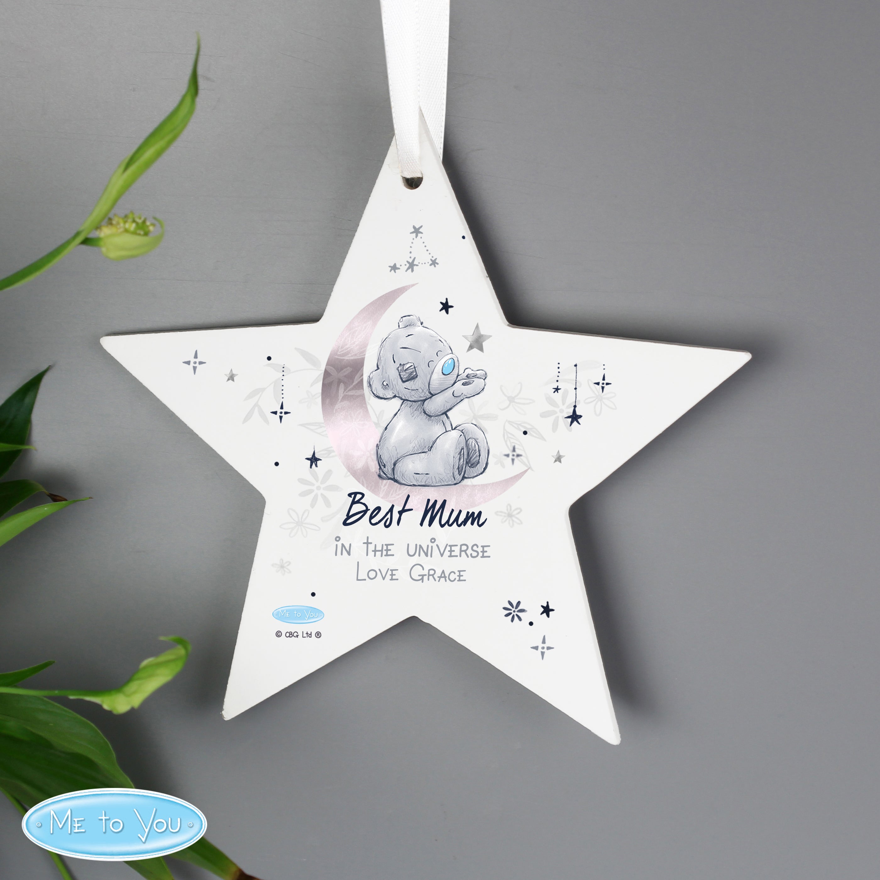 Personalised Moon & Stars Me To You Wooden Star Decoration from Heartfelt Gifts