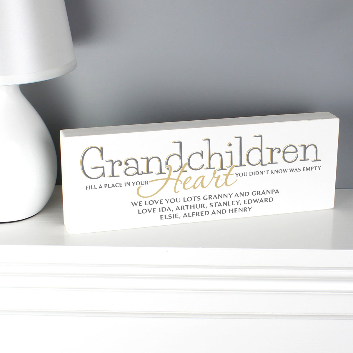 Personalised Grandchildren Wooden Mantel Decoration from Heartfelt Gifts
