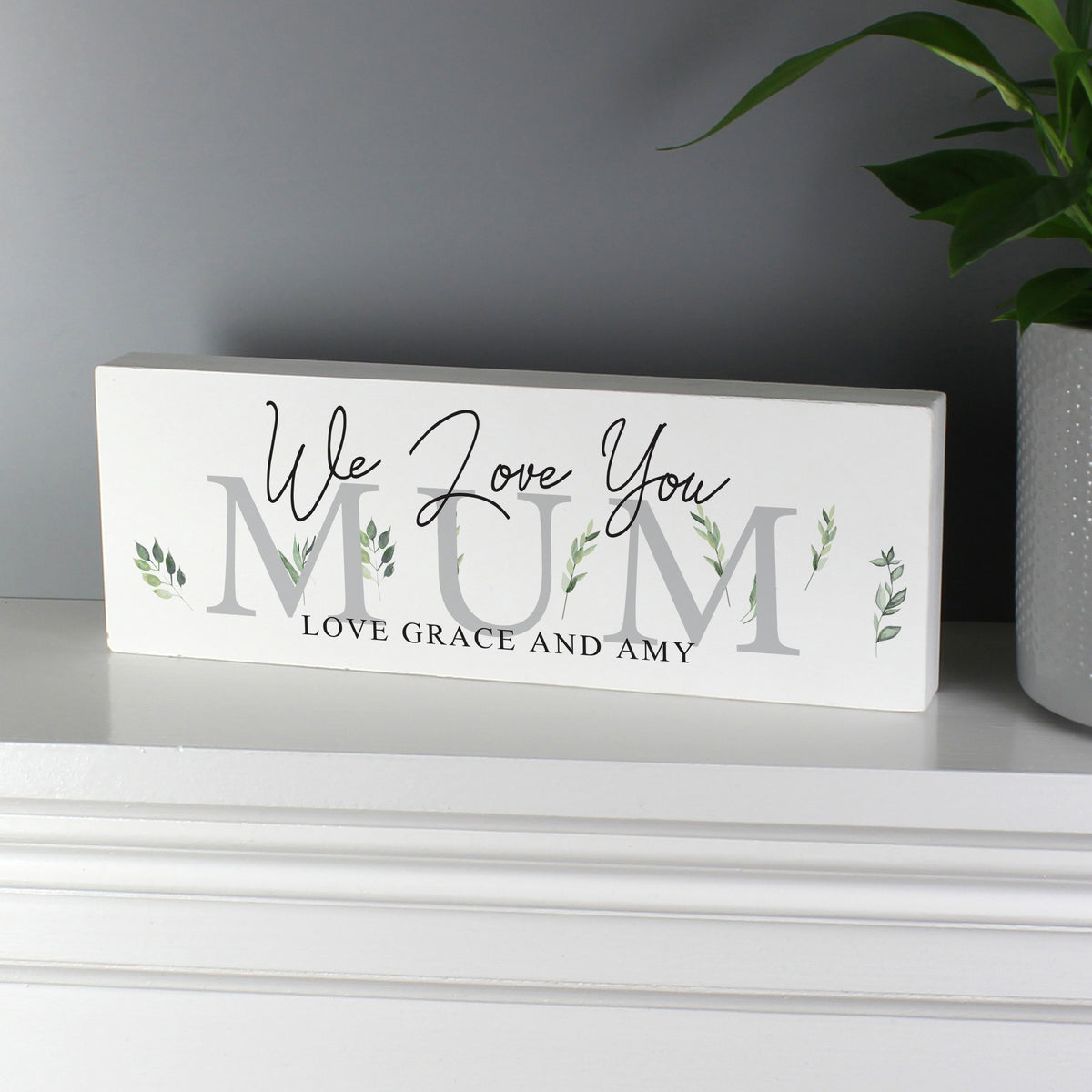 Personalised Botanical Wooden Mantel Decoration from Heartfelt Gifts