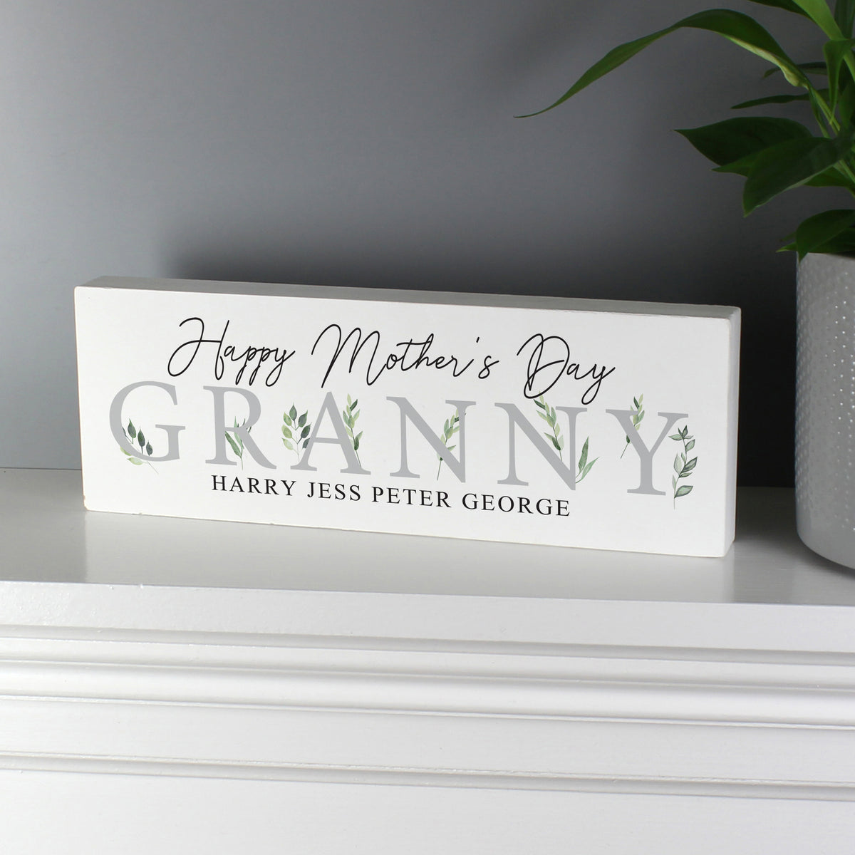 Personalised Botanical Wooden Mantel Decoration - image 5