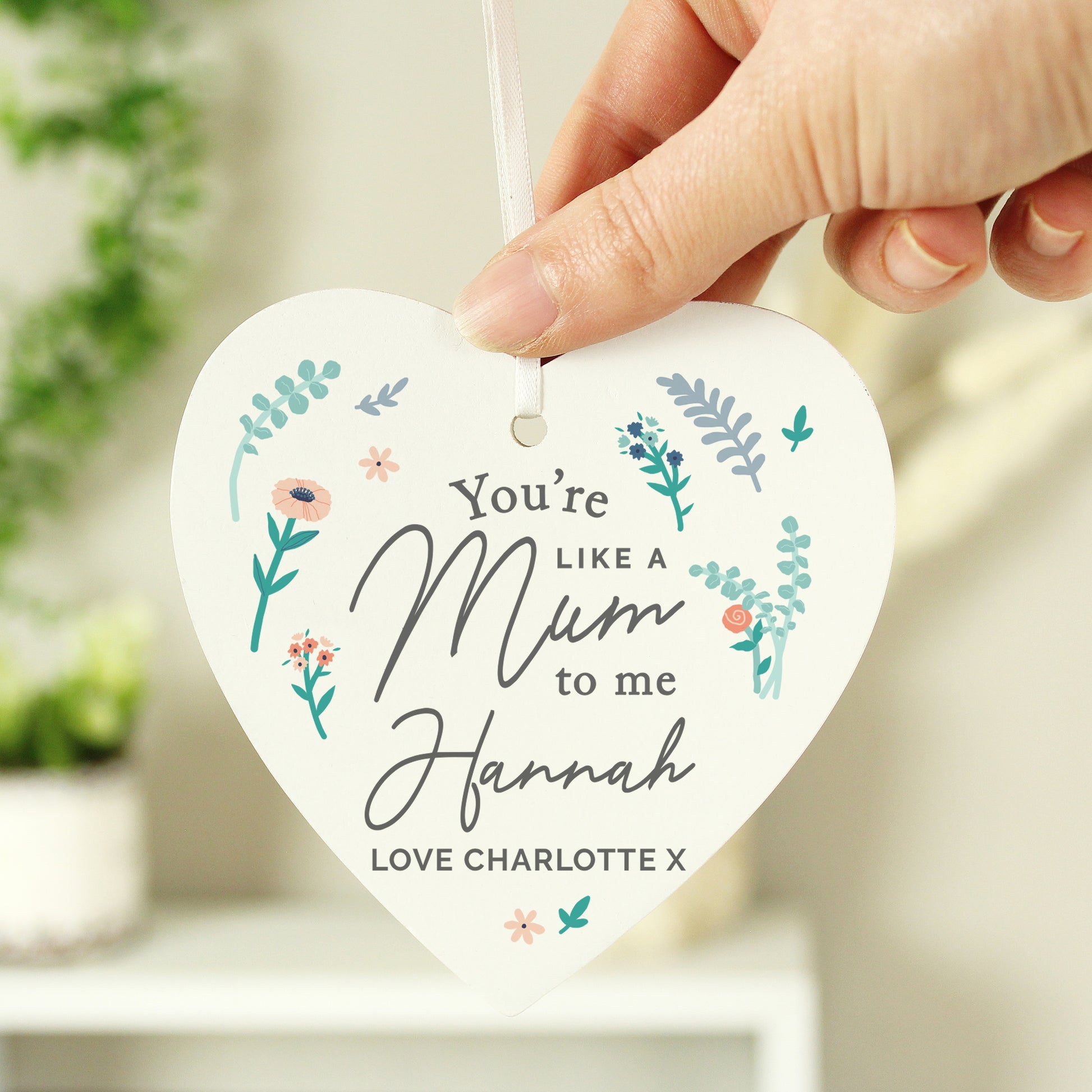 Personalised You're Like A Mum To Me Wooden Heart Decoration from Heartfelt Gifts