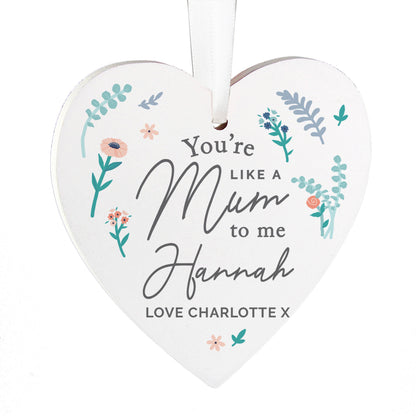 Personalised You're Like A Mum To Me Wooden Heart Decoration - image 3