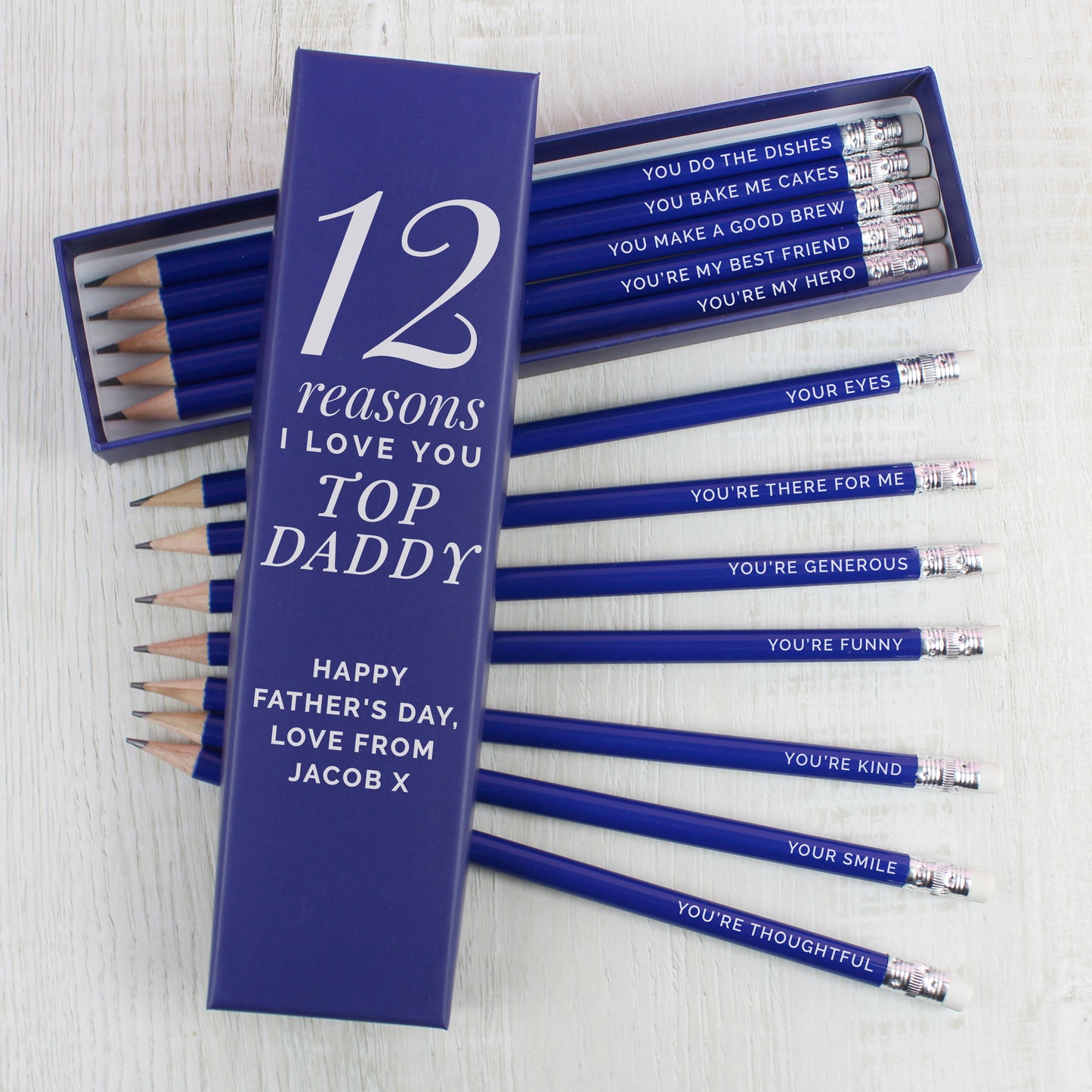 Personalised 12 Reasons Box and 12 Blue HB Pencils - image 3