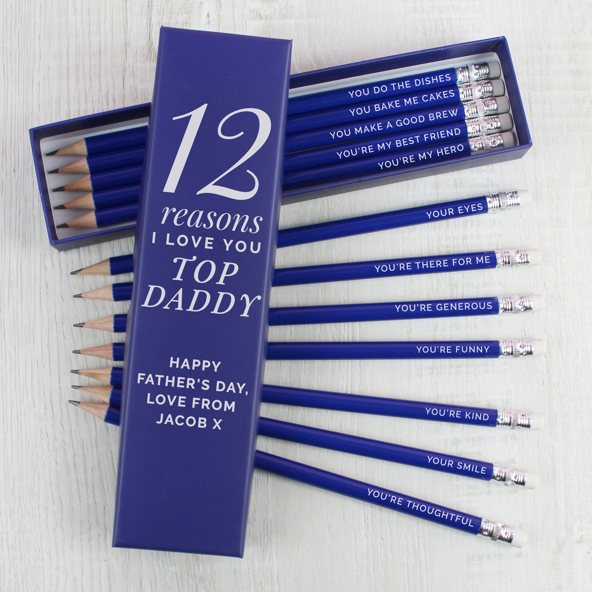 Personalised 12 Reasons Box and 12 Blue HB Pencils - image 3