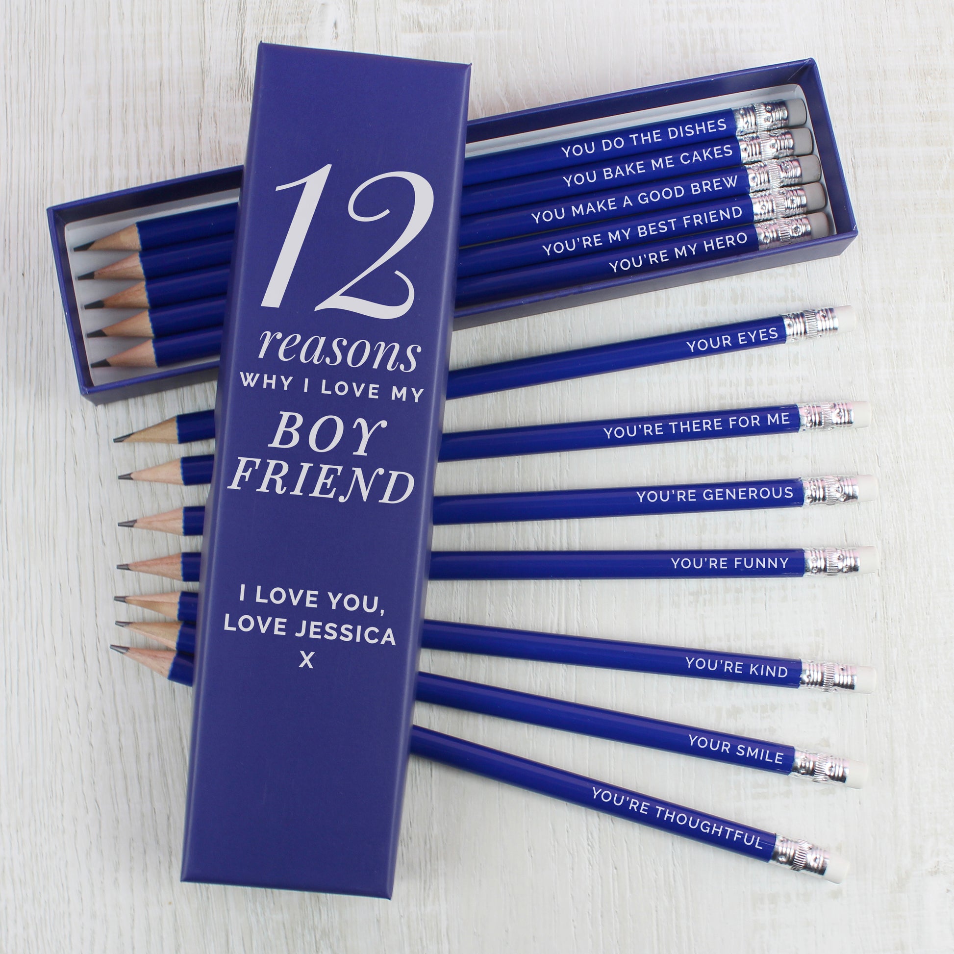 Personalised 12 Reasons Box and 12 Blue HB Pencils - image 4