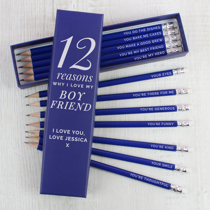 Personalised 12 Reasons Box and 12 Blue HB Pencils - image 4