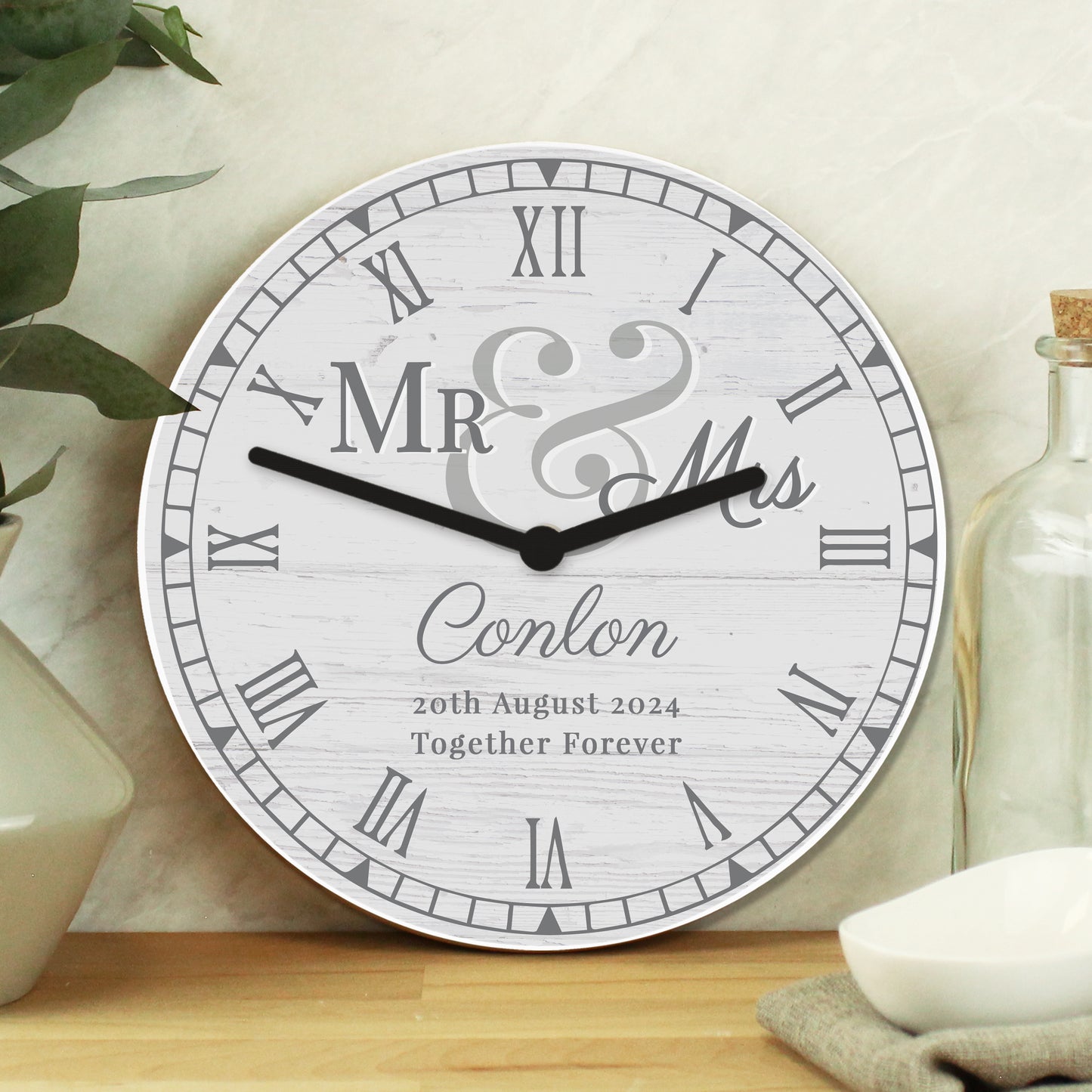 Personalised Mr & Mrs Wooden Clock from Heartfelt Gifts
