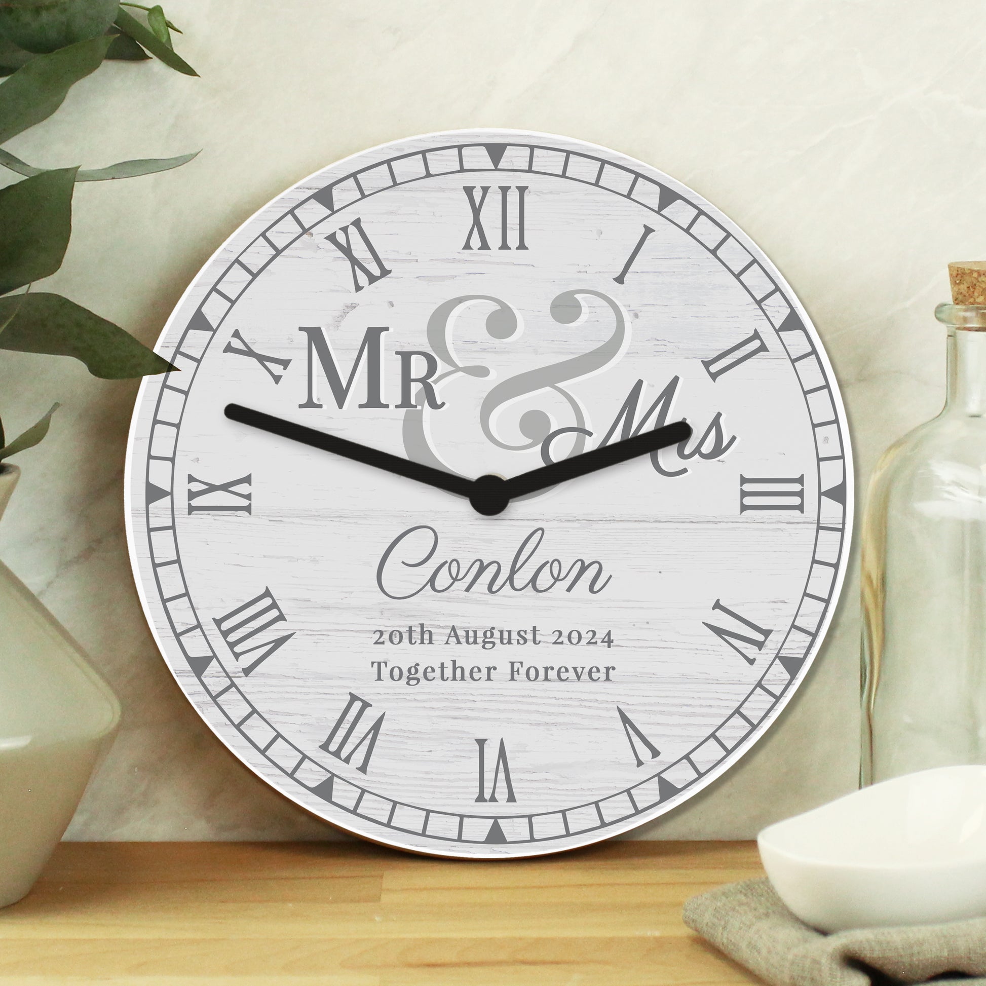 Personalised Mr & Mrs Wooden Clock from Heartfelt Gifts