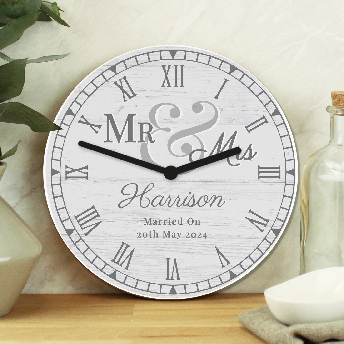 Personalised Mr & Mrs Wooden Clock - image 3
