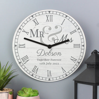 Personalised Mr & Mrs Wooden Clock - image 4