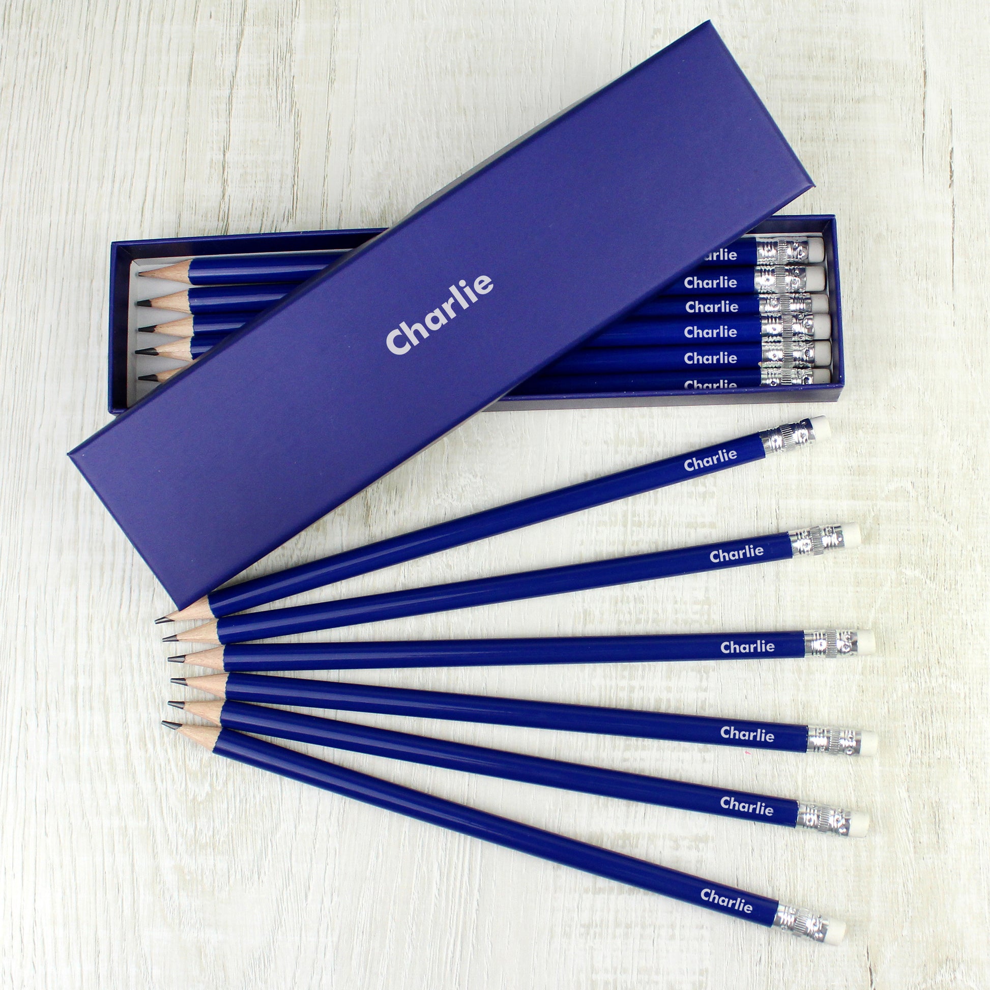 Personalised Name Only Box and 12 Blue HB Pencils - image 3