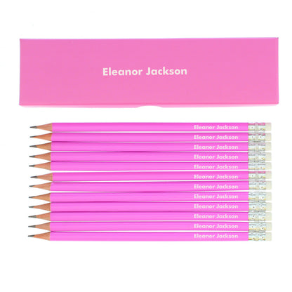 Personalised Name Only Box and 12 Pink HB Pencils - image 4