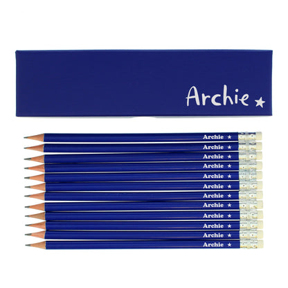 Personalised Star Box and 12 Blue HB Pencils - image 3