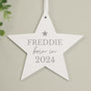 Personalised Born In Wooden Star Decoration