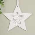 Personalised Born In Wooden Star Decoration from Heartfelt Gifts