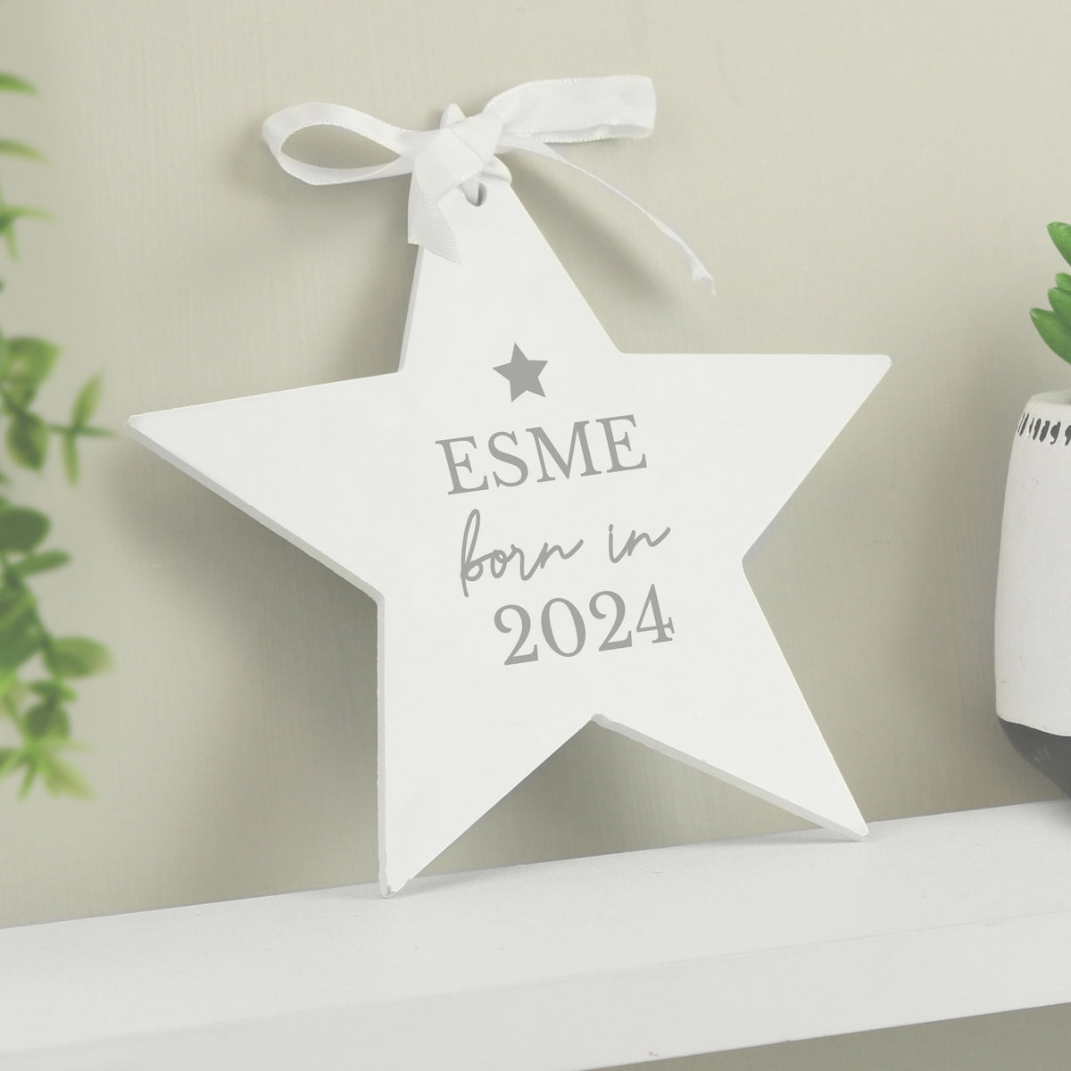 Personalised Born In Wooden Star Decoration - image 3