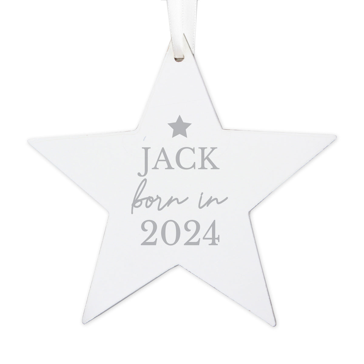 Personalised Born In Wooden Star Decoration - image 4