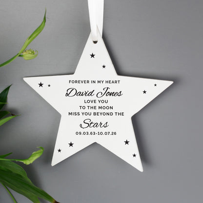 Personalised Miss You Beyond The Stars Wooden Star Decoration from Heartfelt Gifts