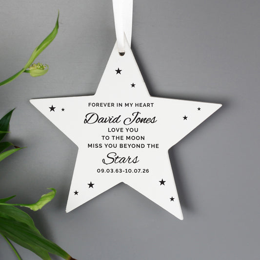 Personalised Miss You Beyond The Stars Wooden Star Decoration from Heartfelt Gifts