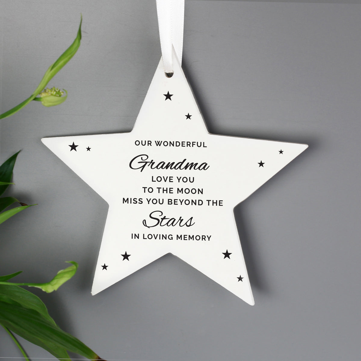 Personalised Miss You Beyond The Stars Wooden Star Decoration - image 2