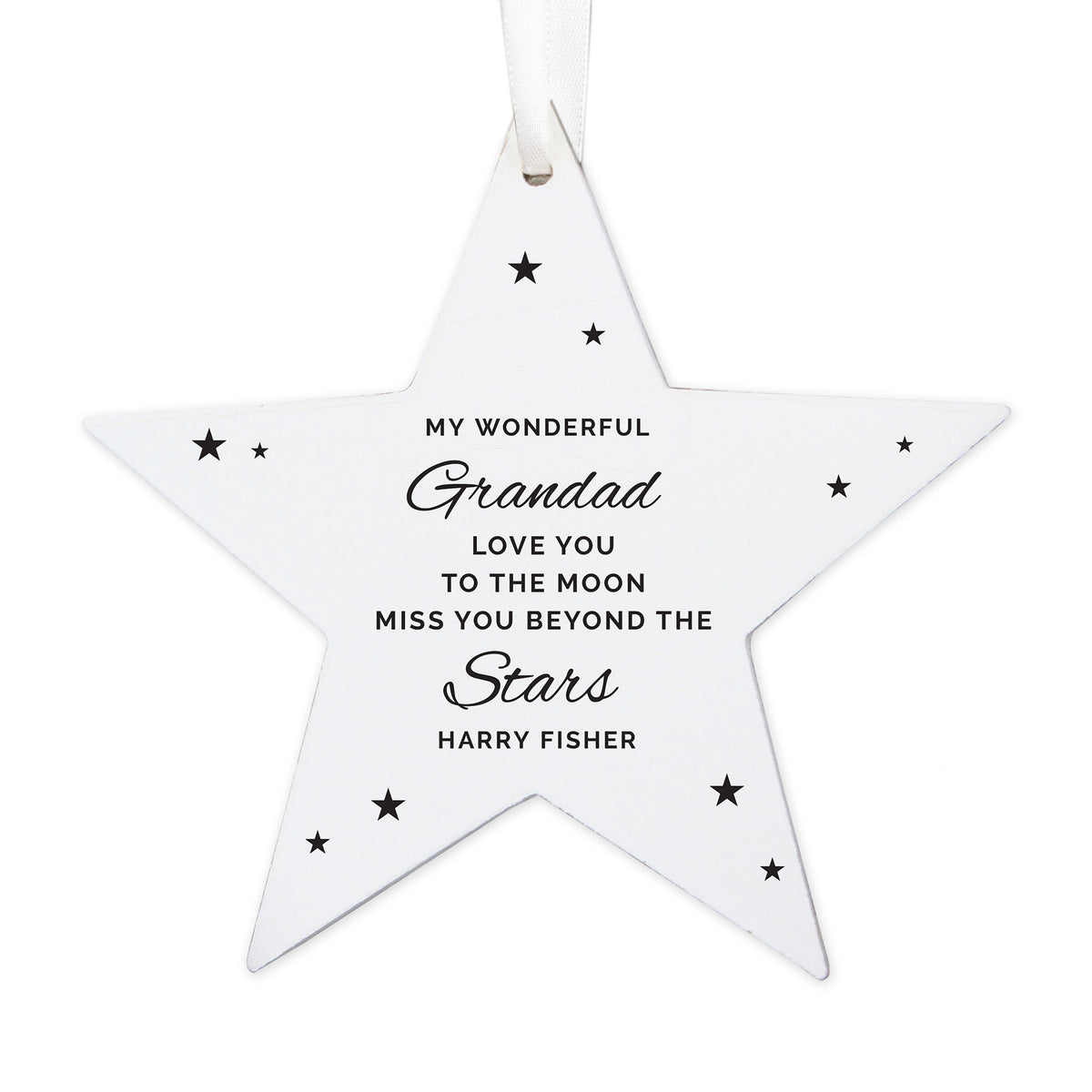 Personalised Miss You Beyond The Stars Wooden Star Decoration - image 4