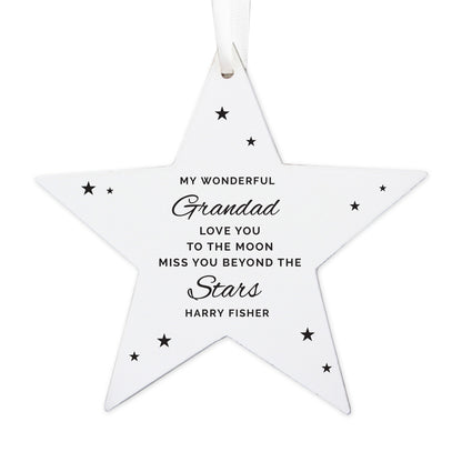 Personalised Miss You Beyond The Stars Wooden Star Decoration - image 4
