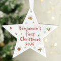 Personalised First Christmas Wooden Star Decoration from Heartfelt Gifts