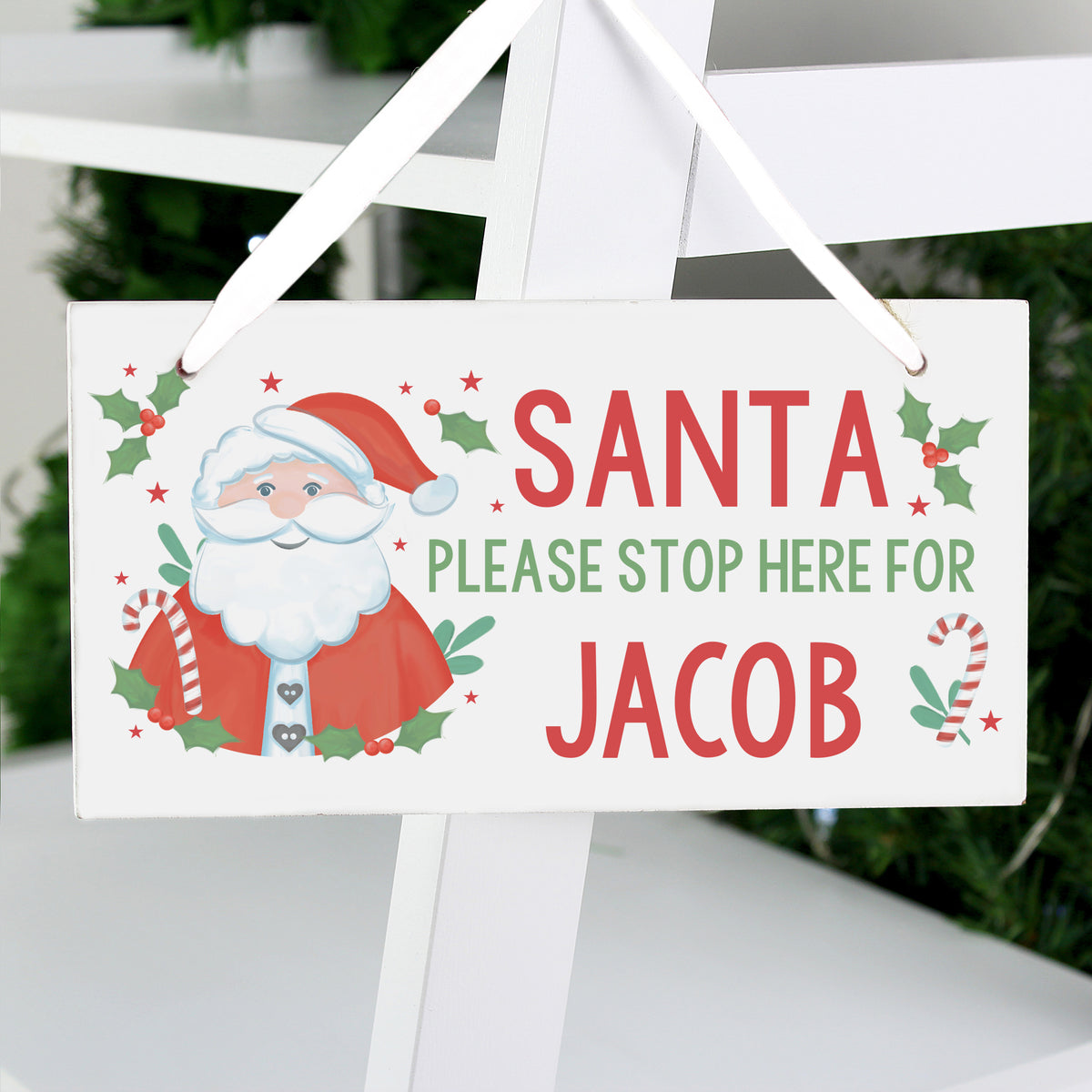 Personalised Santa Stop Here Wooden Sign from Heartfelt Gifts