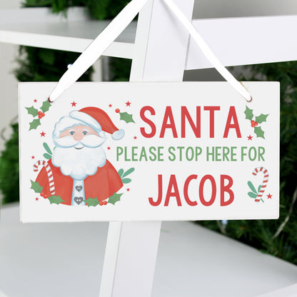 Personalised Santa Stop Here Wooden Sign from Heartfelt Gifts