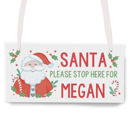 Personalised Santa Stop Here Wooden Sign - image 3
