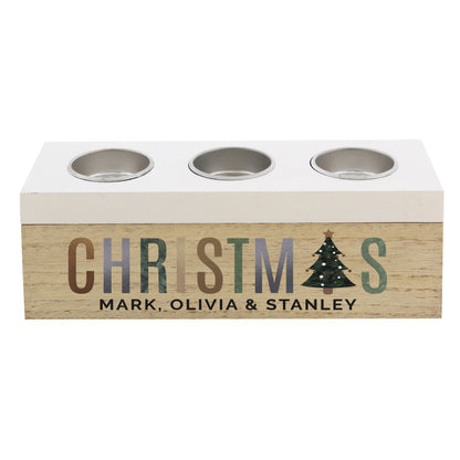 Personalised Christmas Tree Triple Tea Light Box - image 4