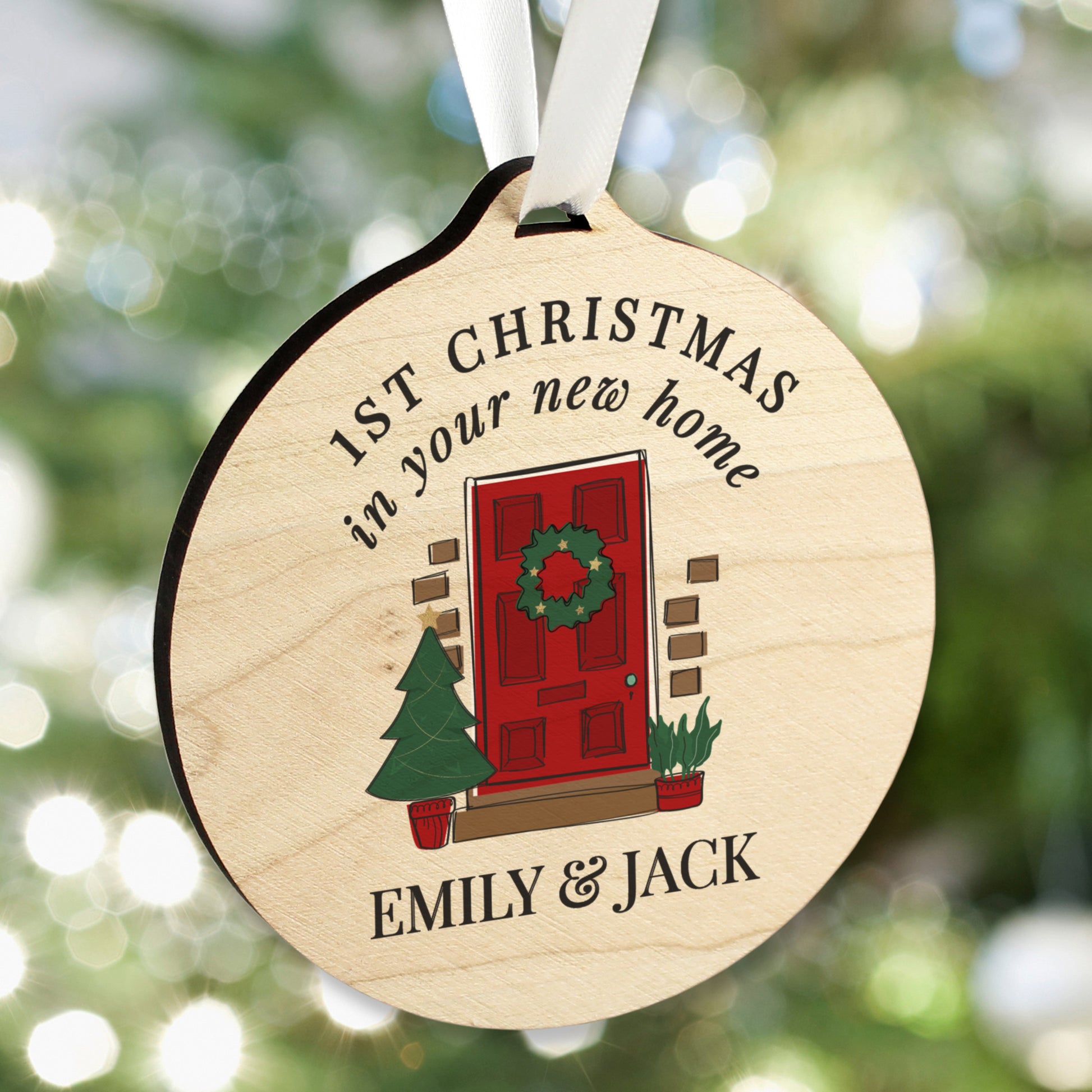 Personalised New Home Round Wooden Decoration from Heartfelt Gifts