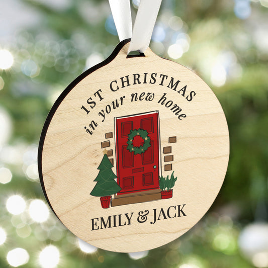 Personalised New Home Round Wooden Decoration from Heartfelt Gifts