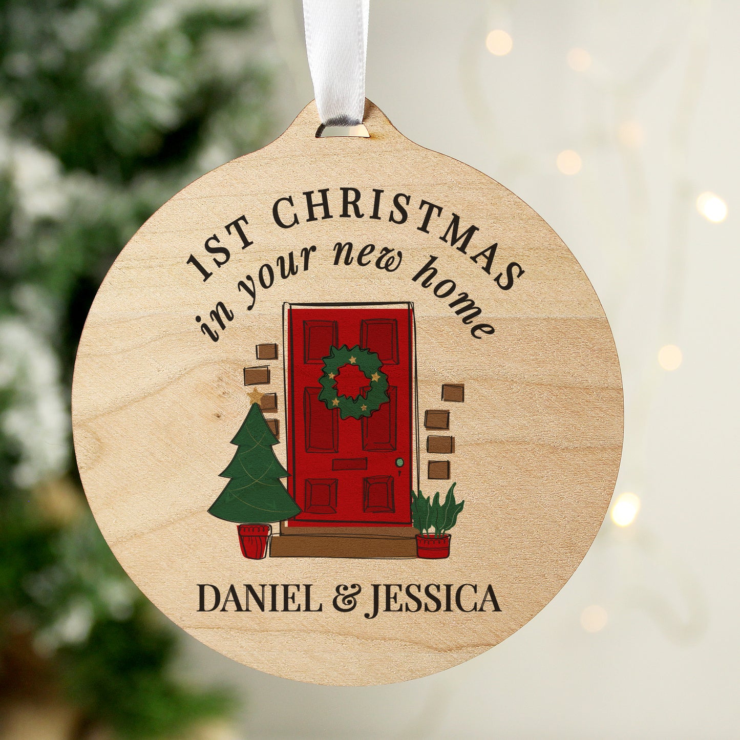 Personalised New Home Round Wooden Decoration - image 2