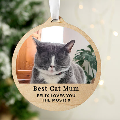 Personalised Photo Upload Round Wooden Decoration - image 2