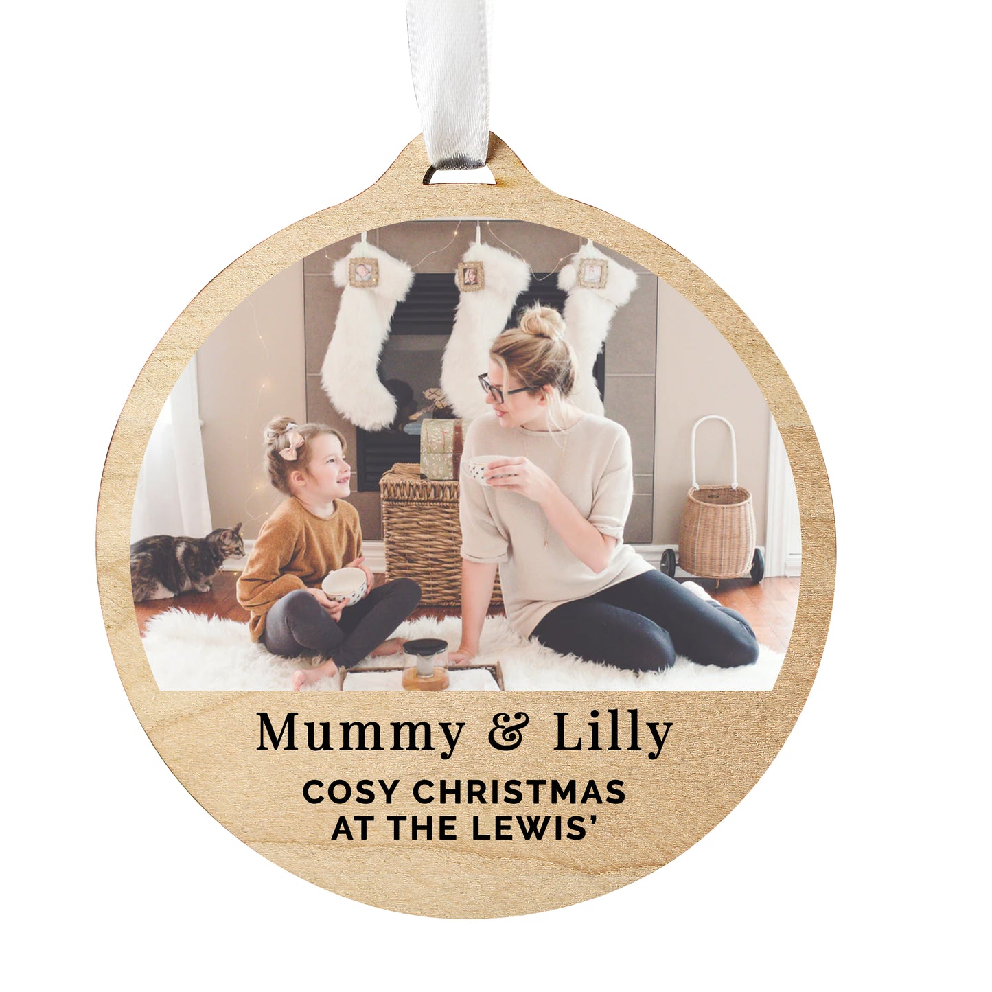 Personalised Photo Upload Round Wooden Decoration - image 5