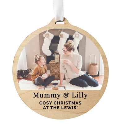 Personalised Photo Upload Round Wooden Decoration - image 5