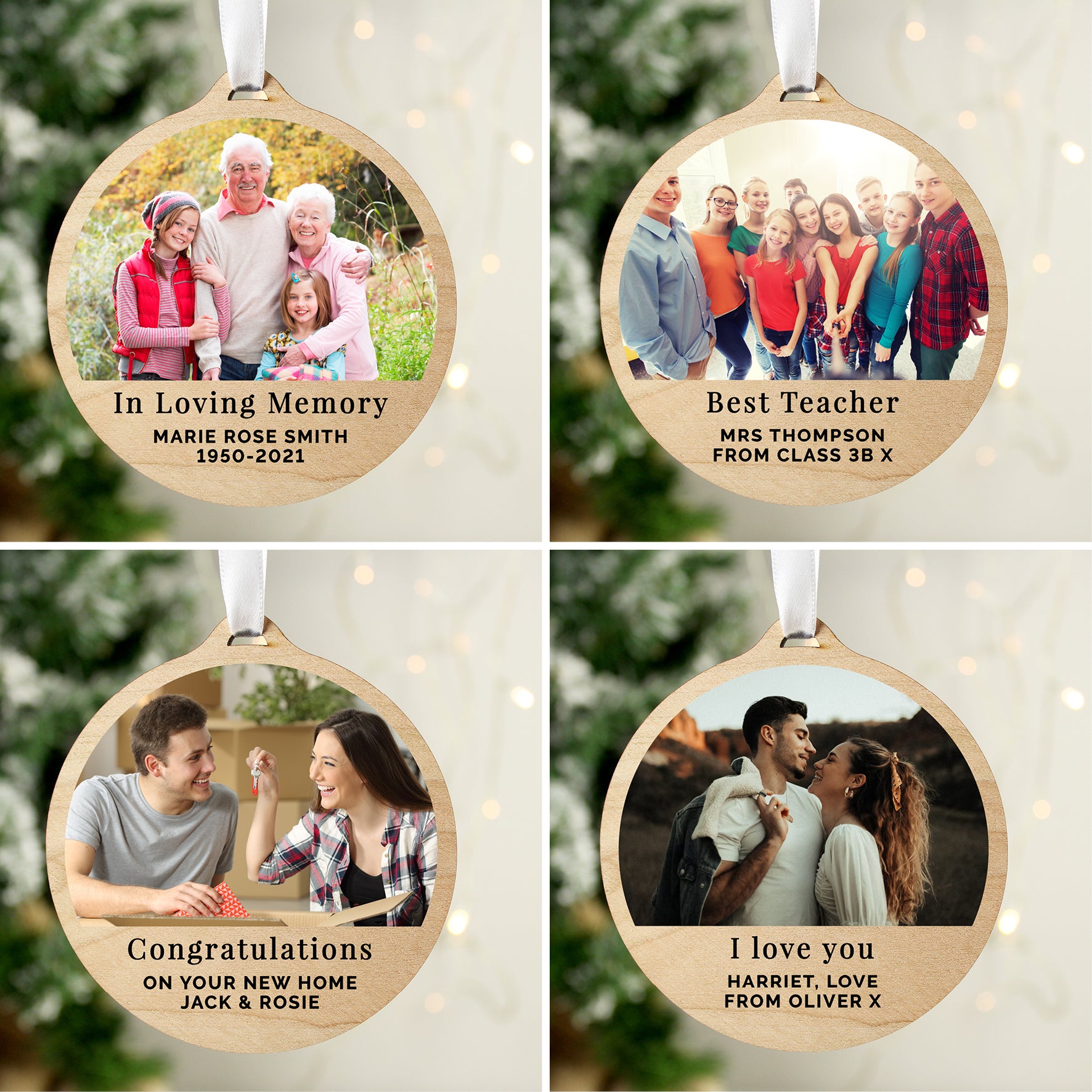Personalised Photo Upload Round Wooden Decoration - image 6