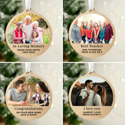 Personalised Photo Upload Round Wooden Decoration - image 6