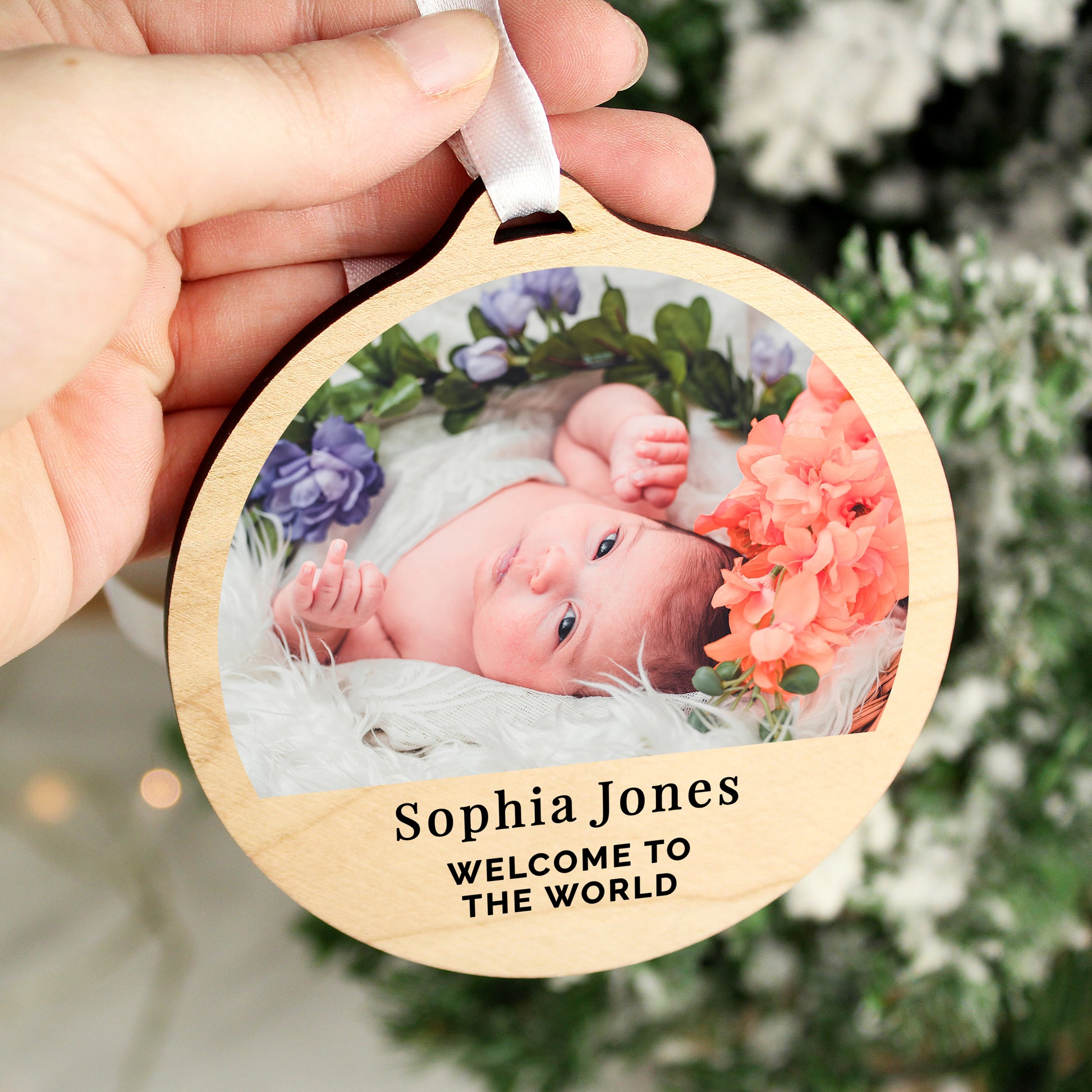 Personalised Photo Upload Round Wooden Decoration - image 8