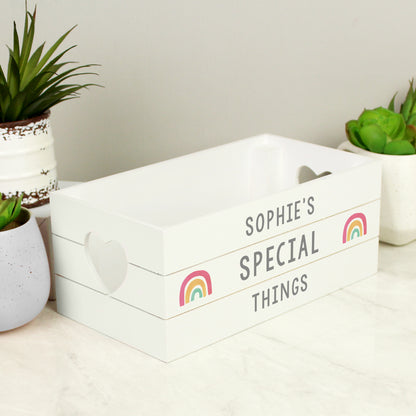 Personalised Rainbow White Wooden Crate - image 2