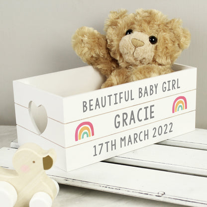 Personalised Rainbow White Wooden Crate - image 3