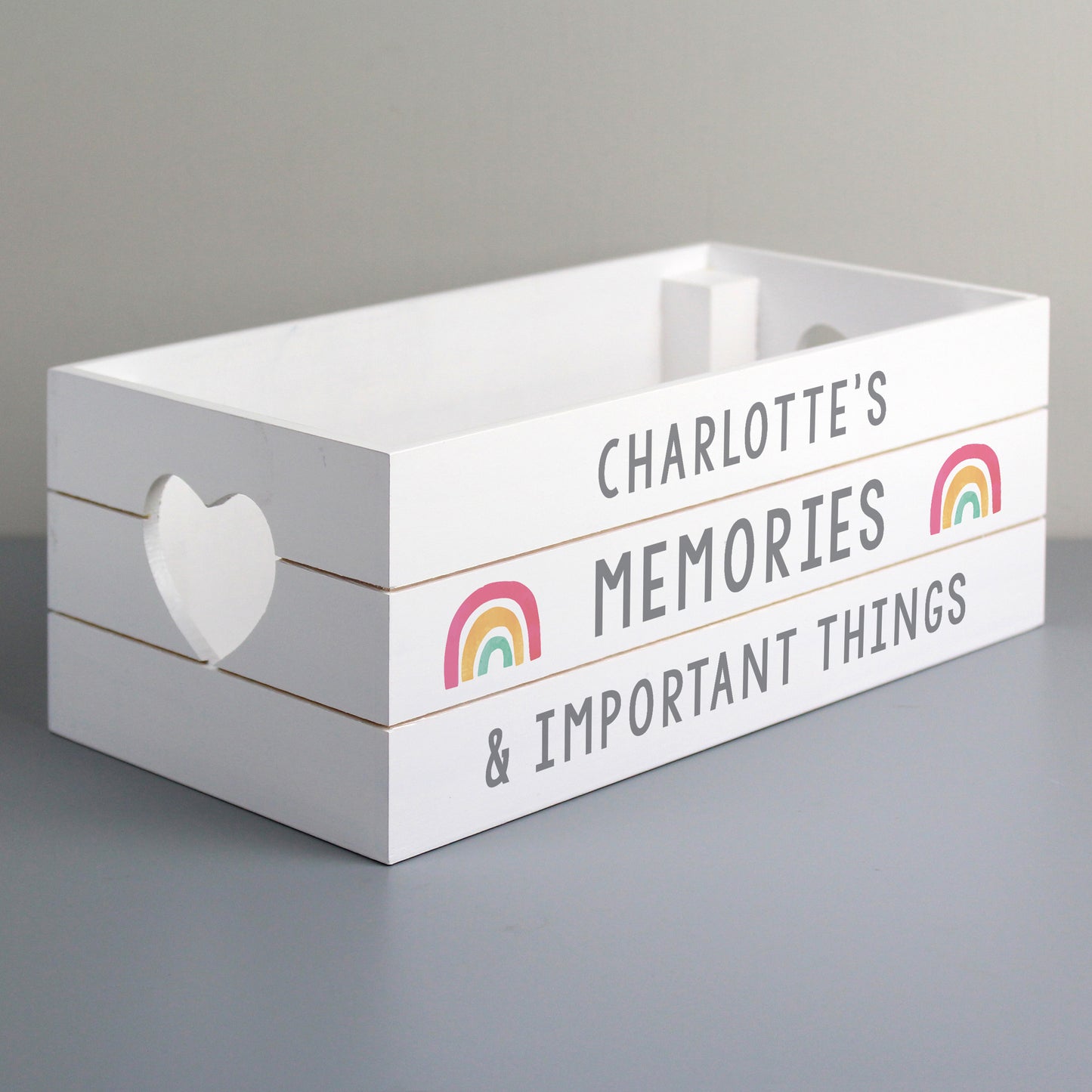 Personalised Rainbow White Wooden Crate - image 4