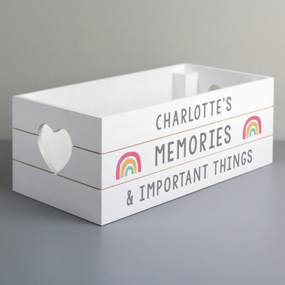 Personalised Rainbow White Wooden Crate - image 4